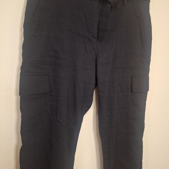 Theory Hannon black linen blend cargo pants SZ 4 NWOT - Picture 6 of 12